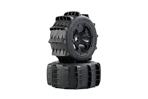 Rovan 1/5 Rear Paddle Tyres on Black Rims 2Pcs - Beadlocked Wheels image 97064