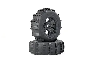 Rovan 1/5 Paddle Tyres on Black Rims 2Pcs - Beadlocked Wheels