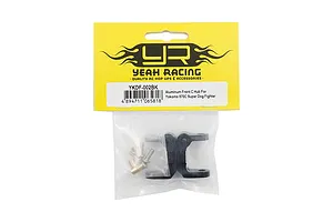 Yeah Racing YKDF-002BK black aluminium front C-hubs for Yokomo 870C Super Dog Fighter in retail packaging.