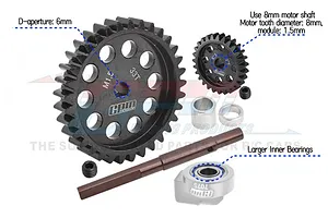 GPM Carbon Steel 33T Spur &amp; 27T Pinion 1.5Mod Gear Set