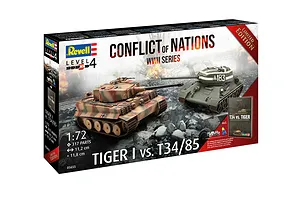 Revell 1/72 Tiger I vs T34/85 Conflict of Nations Scaled Plastic Model Kit Set image 97962