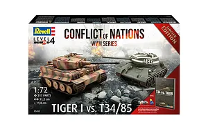 Revell 1/72 Tiger I vs T34/85 Conflict of Nations Scaled Plastic Model Kit Set image 97963
