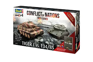 Revell 1/72 Tiger I vs T34/85 Conflict of Nations Scaled Plastic Model Kit Set image 97964