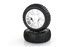 HSP 2.8" Knobby Tyres on Chrome Rims - Wheels 2Pcs image 9817