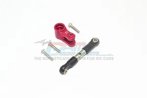 GPM Aluminium 25T Servo Horn &amp; Stainless Steel Steering Linkage Set - Red