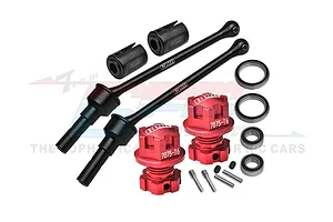 GPM 88mm Carbon Steel Front/Rear CVD Shafts w/ Aluminium Wheel Lock &amp; Hex Claw Set - Red