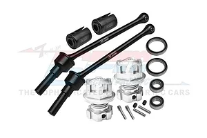 GPM 88mm Carbon Steel Front/Rear CVD Shafts w/ Aluminium Wheel Lock &amp; Hex Claw Set - Silver