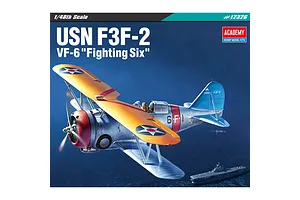 Academy 1/48 USN F3F-2 VF-6 "Fighting Six" Fighter Scaled Plastic Model Kit image 98666