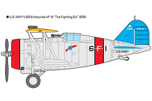 Academy 1/48 USN F3F-2 VF-6 "Fighting Six" Fighter Scaled Plastic Model Kit image 98671