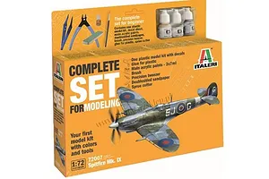 Italeri 1/72 Spitfire Mk. IX Fighter Complete Scaled Plastic Model Starter Kit image 98827