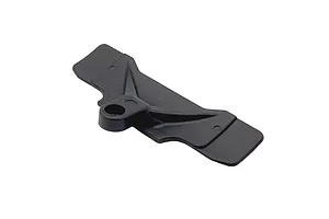 A black plastic RC car rear bumper component shown from a high-angle perspective against a white background.