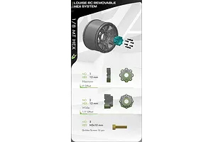 Louise 4.4" MT-Mallet Speed Tyres On Black Spoked Removable Hex Rims - Glued Wheels 2Pcs image 99614