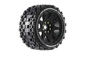 Louise 4.4" MT-Uphill Speed Tyres On Black Spoked Removable Hex Rims - Glued Wheels 2Pcs