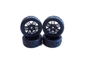 Team Powers 1/10 Touring Car Radial Tyres w/ Black Rims 4Pcs