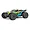 ARRMA Vorteks 4WD stadium truck in teal and neon yellow livery on a white background.