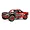 ARRMA MOJAVE 6S V2 BLX desert racer RC truck in red and black livery, featuring off-road tires and a detailed cockpit.