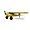 A studio shot of the HobbyZone Carbon Cub S 2 RC plane, featuring a yellow and silver colour scheme with large tundra-style wheels.