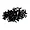 A pile of small black Phillips head screws for RC body shells on a white background.