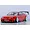 Front three-quarter view of a red RC drift car body styled as an S13 Silvia with white wheels and a rear wing against a white background.