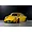 Yellow Pandora RC RWB 993 Type drift body shell mounted on a chassis with wide body kit and large rear wing.