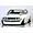 Front three-quarter view of a white Toyota Celica 1600GT RC drift car body shell on a reflective surface.