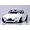 Front three-quarter view of a white Pandora RC Mazda Eunos Roadster NA RC drift car body shell on a reflective surface.