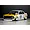Painted Pandora RC Toyota Corolla Levin TE27 body shell featuring white, yellow, and Castrol racing livery on a studio surface.