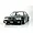 Front three-quarter view of a black Pandora RC Y31 Cedric sedan body shell with custom wheels against a white background.