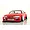 Red RC drift car body shell styled as an S14 Silvia with Origin Labo aero, mounted on a chassis with white wheels against a white background.