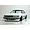 A painted white Pandora RC Toyota Mark 2 GX71 body shell mounted on an RC chassis with deep-dish wheels against a white background.