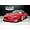 A red Pandora RC Mazda RX-7 FD3S RC drift car body shell with BN Sports styling displayed on a white marble surface in front of a black wall.