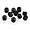 A collection of ten small black metal grub screws with hexagonal drive sockets, arranged on a white background.
