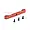 GPM Racing orange anodized 7075 aluminium front upper suspension mount with three included black screws on a white background.