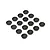 A collection of black metal RC shock pistons arranged in a grid on a white background, each marked with size numbers.