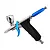 Scale Modellers Supply Dragonair trigger-style airbrush with a chrome body, blue accents, and a black pistol-grip handle against a white background.