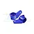 Two blue anodized aluminium front steering hubs for RC cars by GPM Racing, featuring the GPM logo and threaded mounting points.