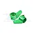 Two green anodized aluminium front steering hubs for RC cars by GPM Racing, shown against a white background with a faint watermark.