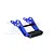 A blue anodized aluminium adjustable wheelie bar for RC cars by GPM Racing, featuring a black rubber roller and metal hardware.