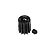 A black GPM Racing 12T 0.8M pinion gear with a set screw on a white background.