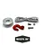 Reefs RC winch spool kit including a silver aluminium spool, red metal hook, grey winch line, and mounting hardware on a white background.
