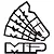 A set of six white and black MIP brand logo stickers arranged in a fan shape on a white background.