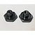 Two black metal serrated wheel nuts for RC vehicles, shown side-by-side on a plain white background.