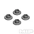 Four small grey flanged bushings or shock stop washers arranged in a diamond pattern against a white background.