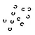 A collection of nine small black metal E-clips scattered on a white background.