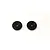 Two black circular RC shock pistons with five small holes each, viewed from above on a white background.