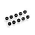 Ten small black cylindrical RC anti-roll bar stoppers arranged on a white background.