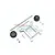 GPM Racing aluminium adjustable wheelie bar kit in silver, including metal frame, two black wheels, axles, and various screws and nuts.
