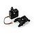 A black Xinlehong 1/18 scale RC servo with a plastic mounting bracket on a white background.