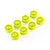 Eight fluorescent yellow 15-spoke RC car rims arranged in a grid on a white background.