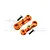 Two orange anodized aluminium steering assembly mounts with two flat-head screws on a white background.